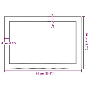 Tischplatte Dunkelbraun 60x40x(2-4)cm Massivholz Eiche
