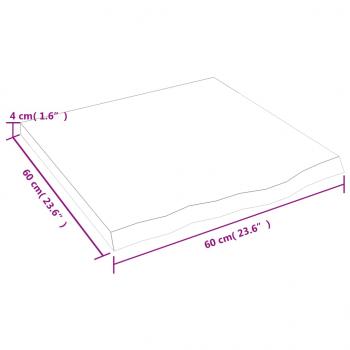 Tischplatte Dunkelbraun 60x60x(2-4)cm Massivholz Eiche