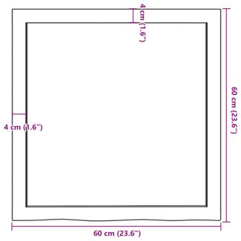 Tischplatte Dunkelbraun 60x60x(2-4)cm Massivholz Eiche
