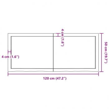 Tischplatte Dunkelbraun 120x50x(2-4)cm Massivholz Eiche