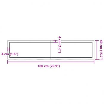 Tischplatte Dunkelbraun 180x40x(2-4)cm Massivholz Eiche