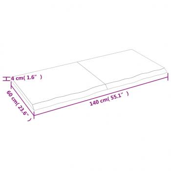 Tischplatte Dunkelbraun 140x60x(2-4)cm Massivholz Eiche