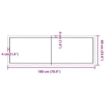 Tischplatte Dunkelbraun 180x60x(2-4)cm Massivholz Eiche