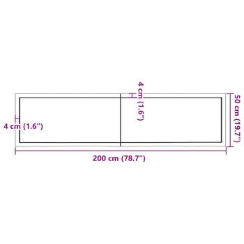 Tischplatte Dunkelbraun 200x50x(2-6)cm Massivholz Eiche