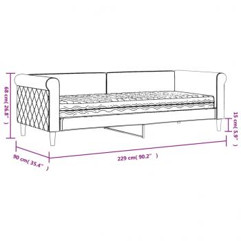 Tagesbett mit Matratze Hellgrau 80x200 cm Samt