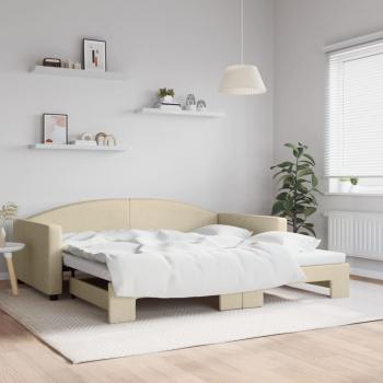 ARDEBO.de - Tagesbett Ausziehbar Creme 100x200 cm Stoff
