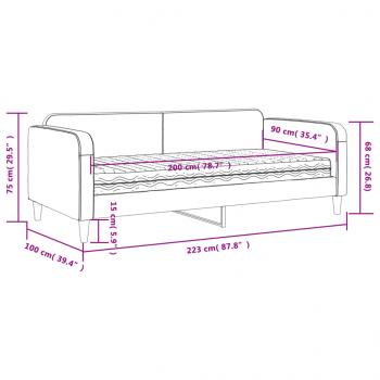 Tagesbett mit Matratze Schwarz 90x200 cm Stoff