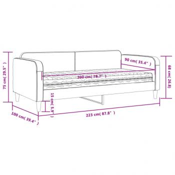 Tagesbett mit Matratze Creme 90x200 cm Stoff
