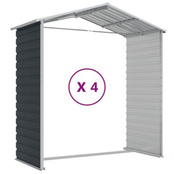 Gerätehaus Anthrazit 191x385x198 cm Verzinkter Stahl