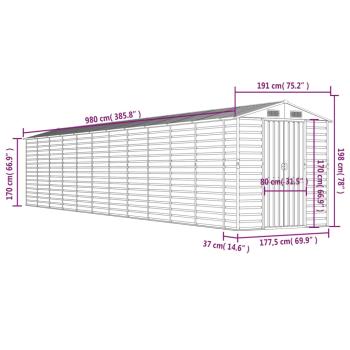 Gerätehaus Braun 191x980x198 cm Verzinkter Stahl
