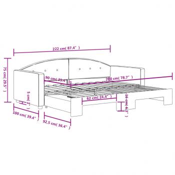 Tagesbett Ausziehbar Schwarz 90x200 cm Samt