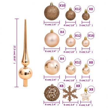 111-tlg. Weihnachtskugel-Set Rosegold Polystyrol