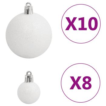 111-tlg. Weihnachtskugel-Set Weiß und Grau Polystyrol