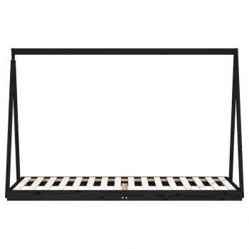 Kinderbett Schwarz 80x200 cm Massivholz Kiefer