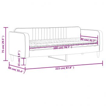 Tagesbett mit Matratze Schwarz 80x200 cm Samt