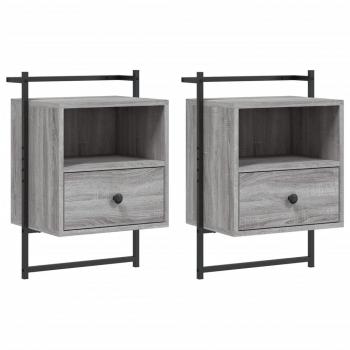 Wand-Nachttische 2 Stk. Grau Sonoma 40x30x61 cm Holzwerkstoff