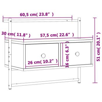 TV-Wandschrank Grau Sonoma 60,5x30x51 cm Holzwerkstoff