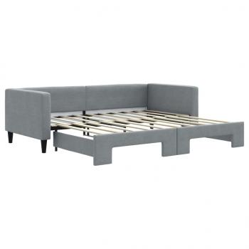 Tagesbett Ausziehbar Hellgrau 90x190 cm Stoff