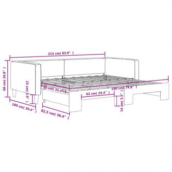 Tagesbett Ausziehbar Hellgrau 90x190 cm Stoff