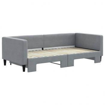 Tagesbett Ausziehbar Hellgrau 90x190 cm Stoff