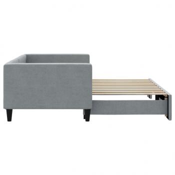 Tagesbett Ausziehbar Hellgrau 90x190 cm Stoff