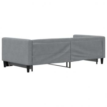 Tagesbett Ausziehbar Hellgrau 90x190 cm Stoff