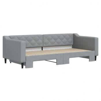 Tagesbett Ausziehbar Hellgrau 90x200 cm Stoff