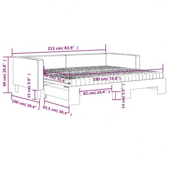 Tagesbett Ausziehbar mit Matratzen Dunkelgrau 90x190 cm Stoff
