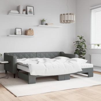 ARDEBO.de - Tagesbett Ausziehbar mit Matratzen Dunkelgrau 90x200 cm Stoff