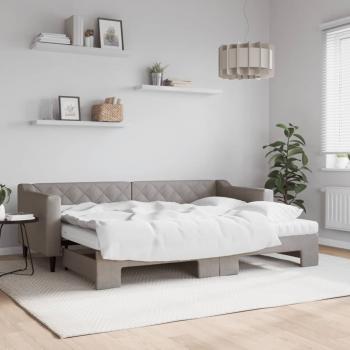 ARDEBO.de - Tagesbett Ausziehbar mit Matratzen Taupe 80x200 cm Stoff