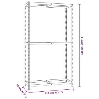 ARDEBO.de - Reifenregale mit 2 Böden 3 Stk. Silbern 110x40x180 cm Stahl