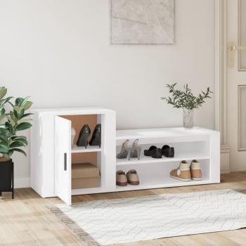 ARDEBO.de - Schuhschrank Weiß 130x35x54 cm Holzwerkstoff