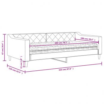 Tagesbett mit Matratze Dunkelgrau 100x200 cm Stoff