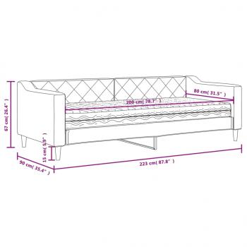 Tagesbett mit Matratze Taupe 80x200 cm Stoff