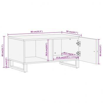 Couchtisch Braun und Schwarz 80x50x40 cm Massivholz Mango