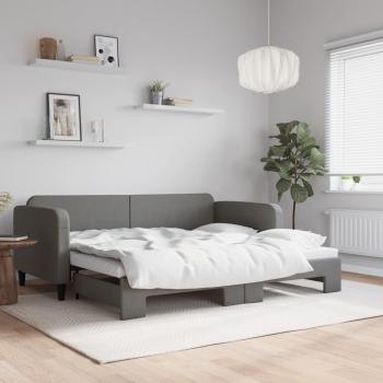 ARDEBO.de - Tagesbett Ausziehbar Dunkelgrau 90x200 cm Stoff