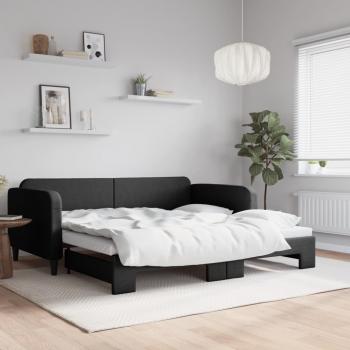 ARDEBO.de - Tagesbett Ausziehbar Schwarz 100x200 cm Stoff