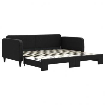 Tagesbett Ausziehbar Schwarz 100x200 cm Stoff