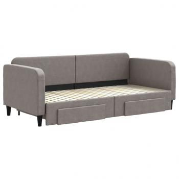 Tagesbett Ausziehbar mit Schubladen Taupe 90x200 cm Stoff