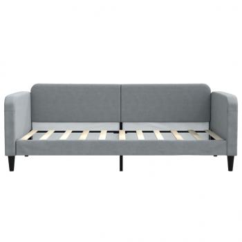 Tagesbett Ausziehbar mit Schubladen Hellgrau 90x190 cm Stoff