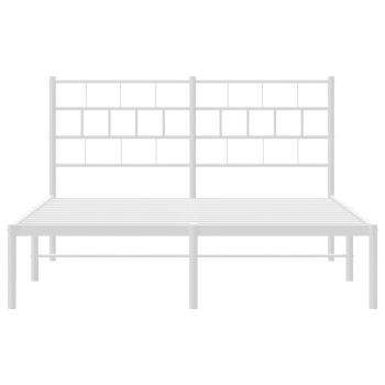 Bettgestell mit Kopfteil Metall Weiß 150x200 cm