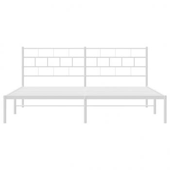 Bettgestell mit Kopfteil Metall Weiß 193x203 cm