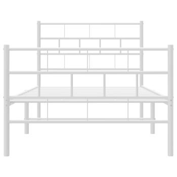 Bettgestell mit Kopf- und Fußteil Metall Weiß 90x200 cm