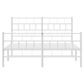 Bettgestell mit Kopf- und Fußteil Metall Weiß 160x200 cm
