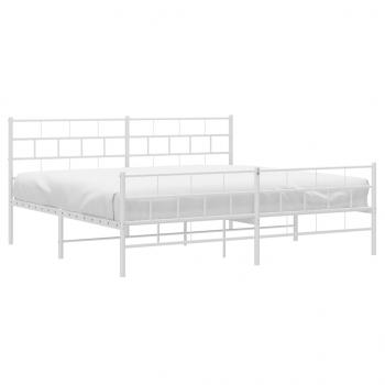 Bettgestell mit Kopf- und Fußteil Metall Weiß 193x203 cm