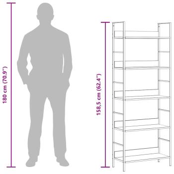 Bücherregal 5 Regalböden Weiß 60x27,6x158,5 cm Holzwerkstoff