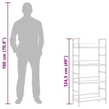 Bücherregal 4 Regalböden Eiche 60×27,6×124,5 cm Holzwerkstoff