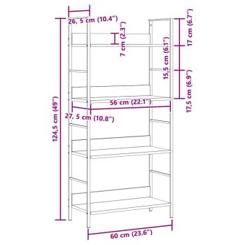 Bücherregal 4 Regalböden Eiche 60×27,6×124,5 cm Holzwerkstoff