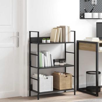 Bücherregal 3 Regalböden Schwarz 60×27,6×90,5 cm Holzwerkstoff