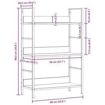 Bücherregal 3 Regalböden Eiche 60×27,6×90,5 cm Holzwerkstoff